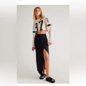 Free People Black Midi Skirt
